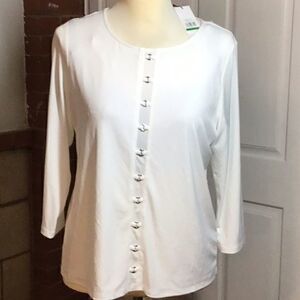 Calvin Klein Womens Faux Button Embellished Shirt Blouse Top